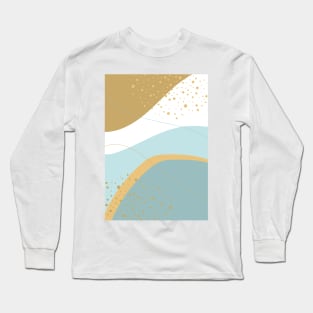 Modern Abstract Organic Shapes in Aqua and Gold Long Sleeve T-Shirt